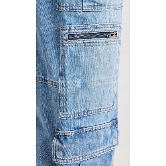 NEW Alice + Olivia Cay Cargo Jeans Wide Leg Mid Rise Utility Brea Blue Size 26 - Picture 13 of 16